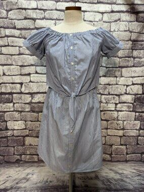 Alison Andrews Blue & White Short Sleeve Dress Size M